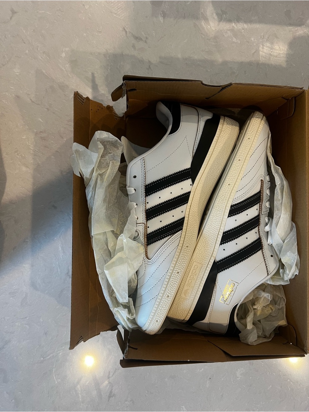 Adidas Busenitz White Black Leather Sneakers Size 11.5 New
